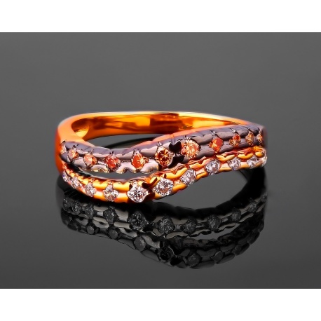 Золотое кольцо с коньячными бриллиантами 0.15ct Артикул: 120617/4