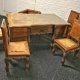 Антикварное старинное бюро с креслом и 4 стульями